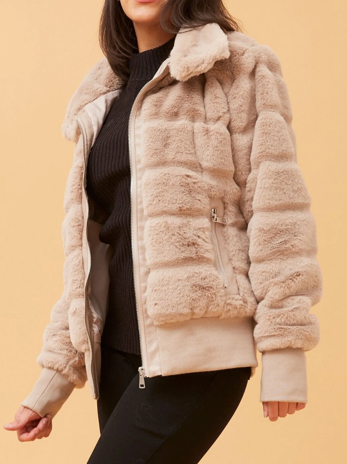CAROLINE K MORGAN FAUX FUR BOMBER JACKET sold by Yeltuor product image thumbnail 2