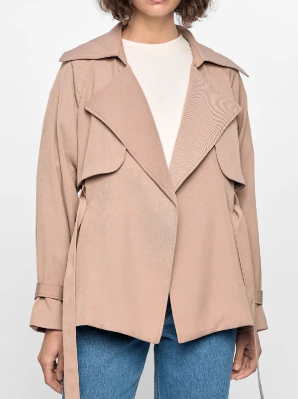 STAPLE THE LABEL OLEA CROPPED TIE WAIST COAT sold by Yeltuor