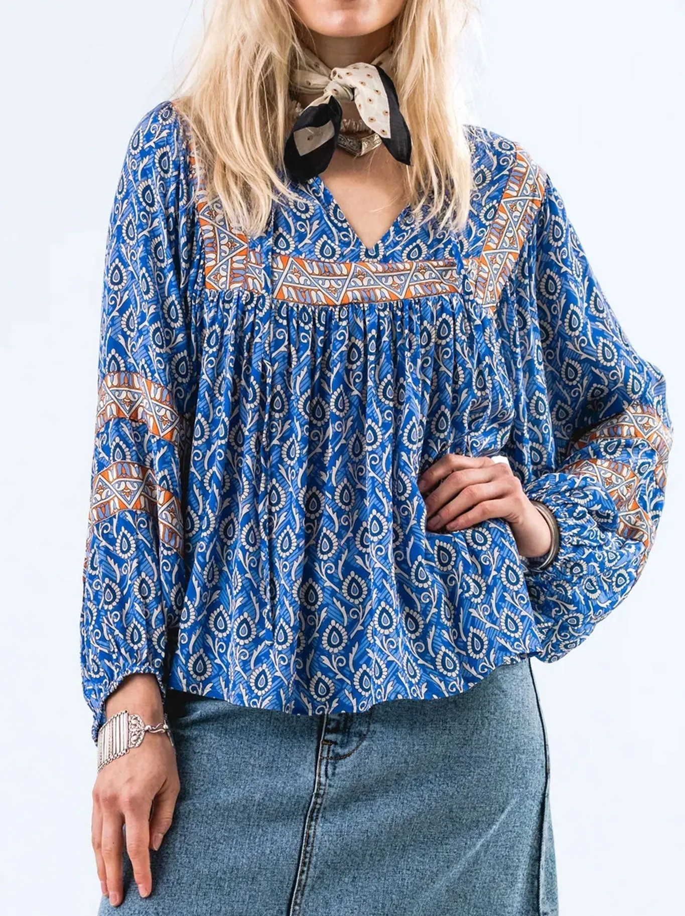 LOLLYS LAUNDRY TEEL BLOUSE sold by Yeltuor