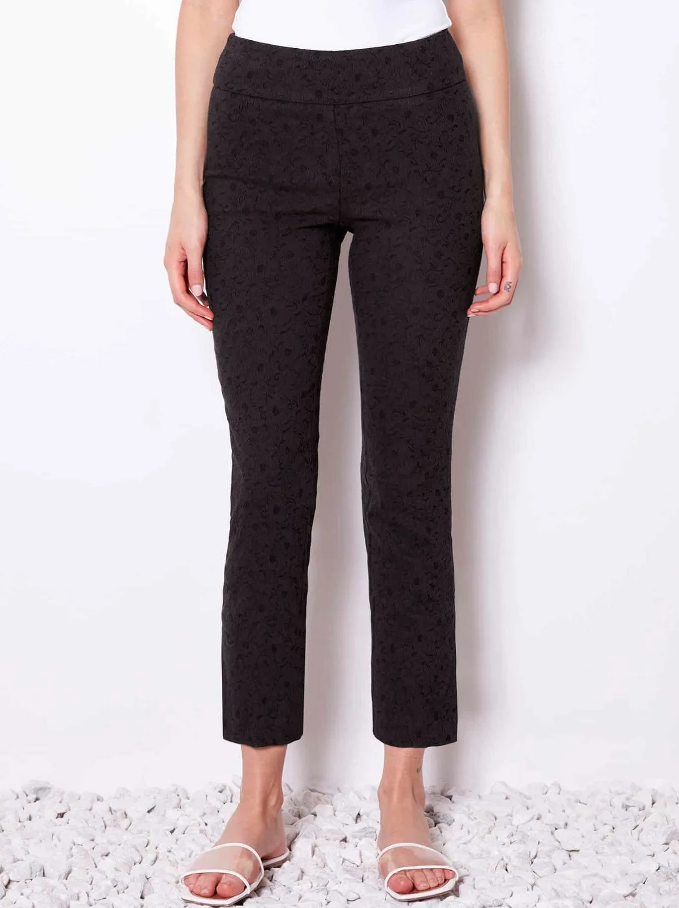 UP! SOLID TEXTURED JACQUARD ANKLE PANT sold by Yeltuor