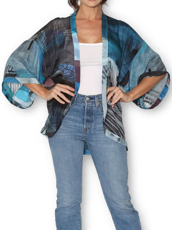 THE ARTISTS LABEL SKETCHBOOK COLLAGE SILK KIMONO sold by Yeltuor