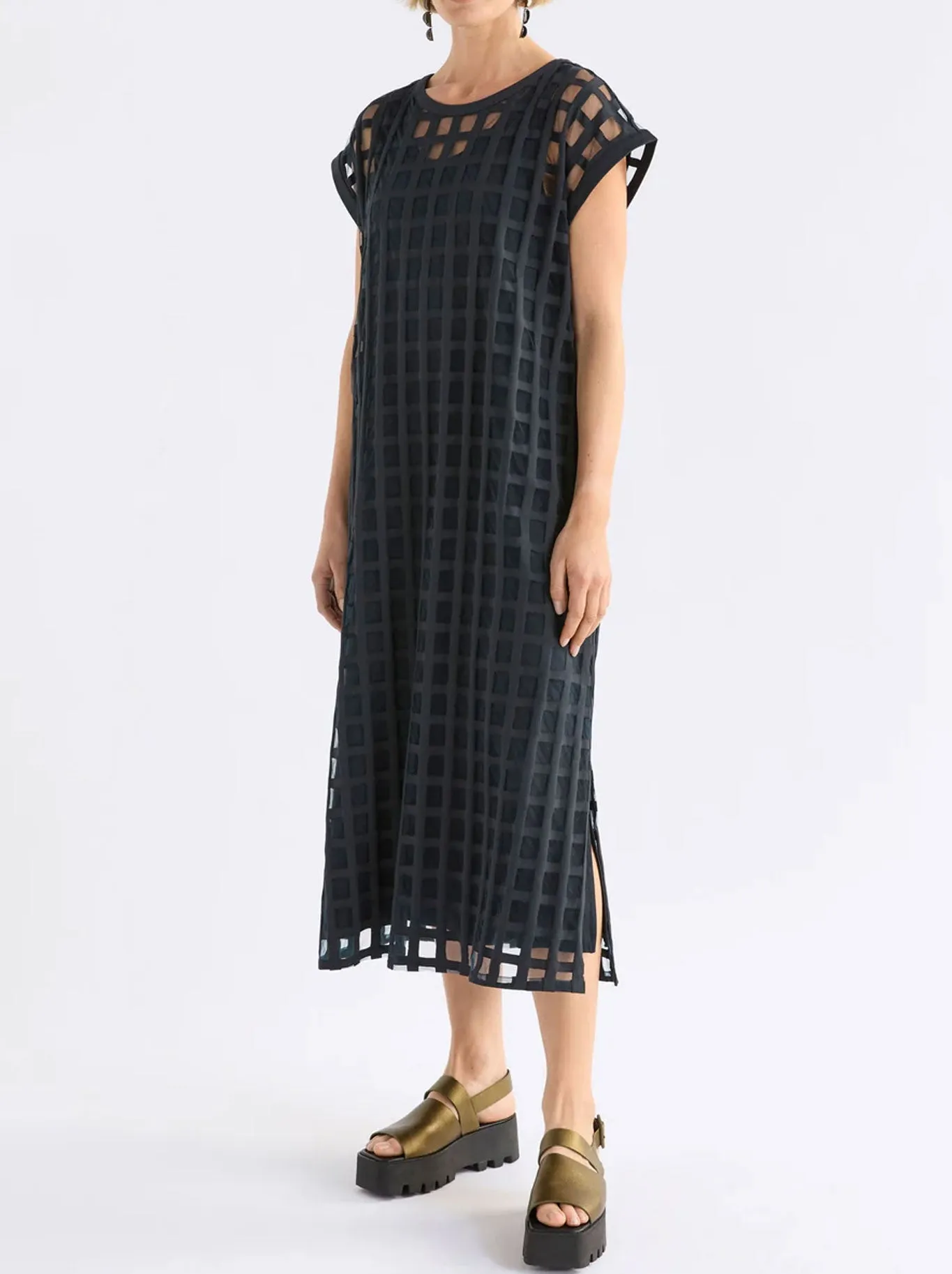 ELK GRID BURNOUT MIDI DRESS sold by Yeltuor product image thumbnail 3