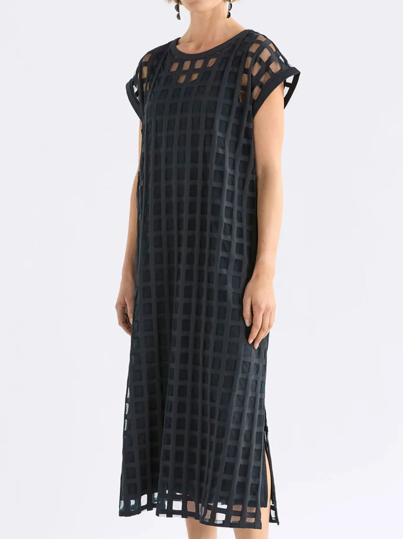 ELK GRID BURNOUT MIDI DRESS sold by Yeltuor