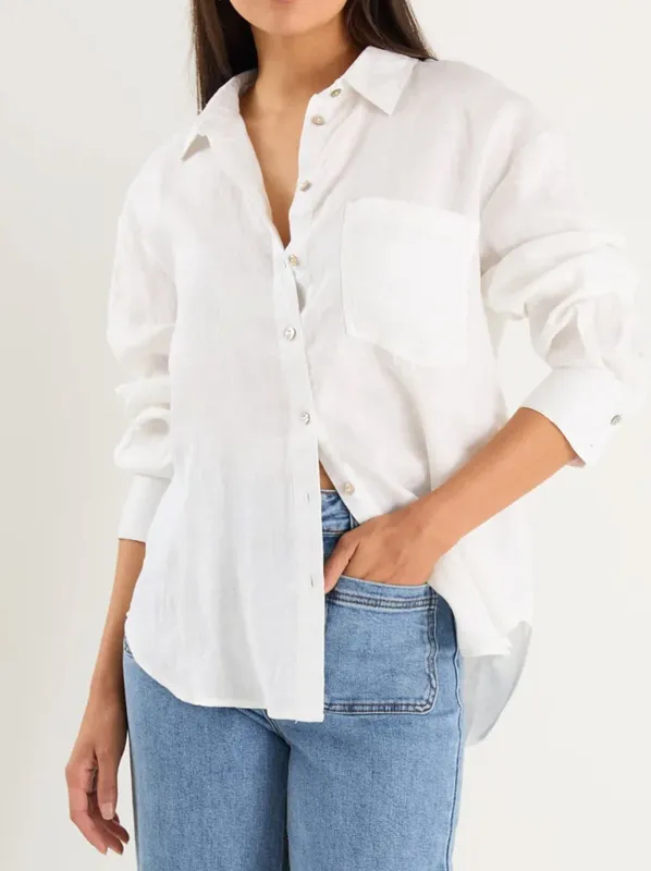 RE:UNION THE LABEL OPTIMUM LINEN OVERSIZED SHIRT sold by Yeltuor