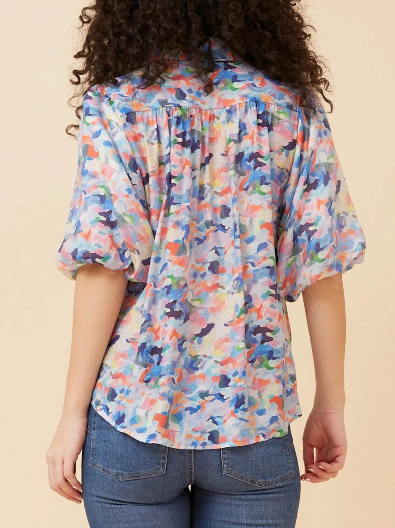 CAROLINE K MORGAN PRINTED PUFF SLEEVE BLOUSE sold by Yeltuor product image thumbnail 3