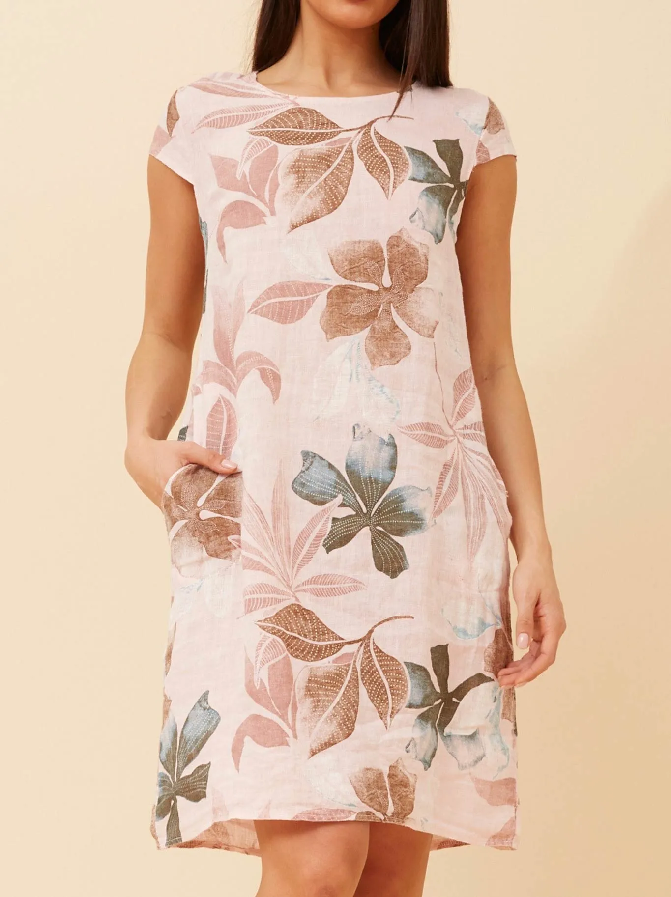 BOTTEGA MODA LINEN LEAF PRINT DRESS sold by Yeltuor product image thumbnail 2