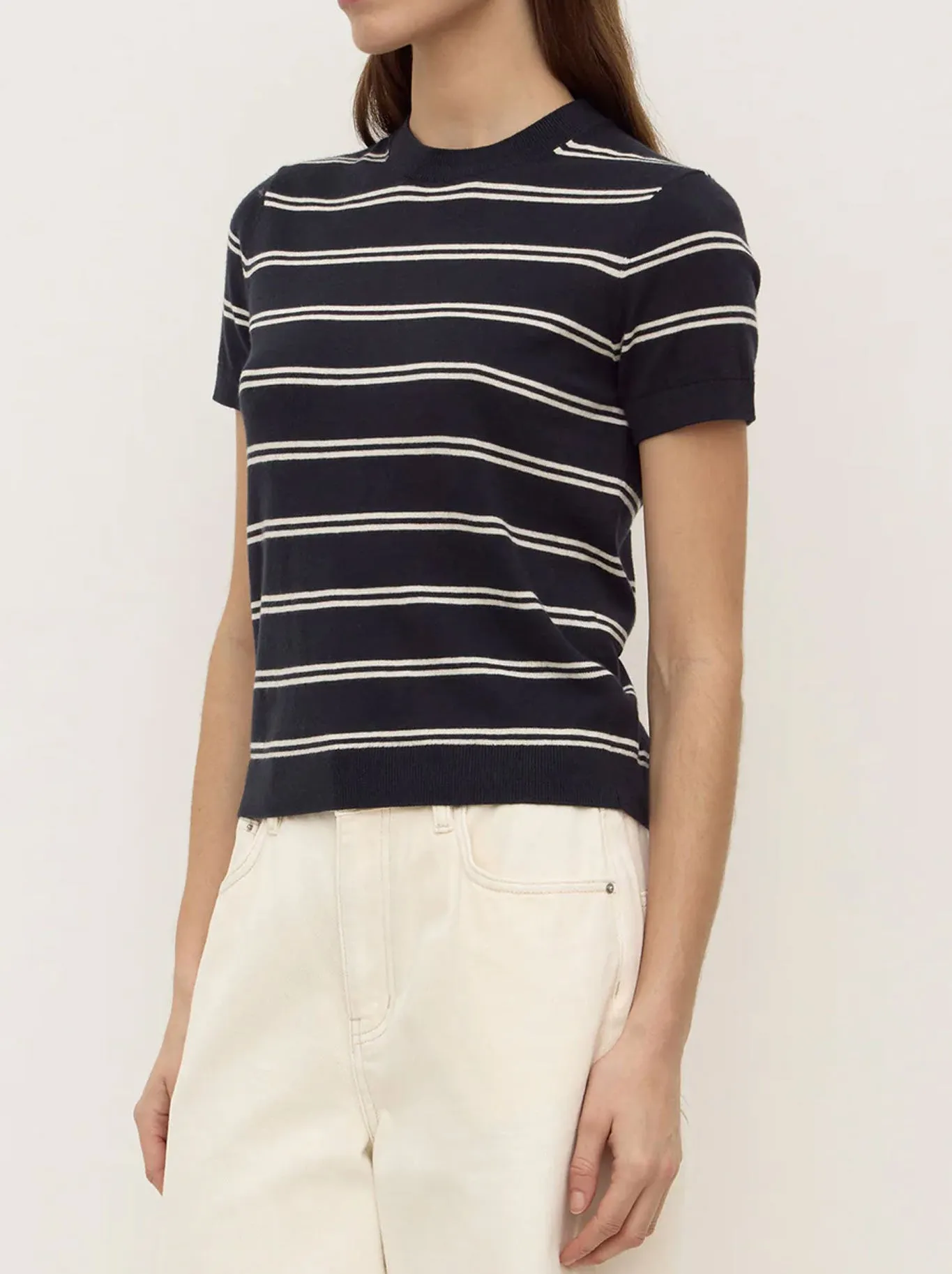 ASSEMBLY LABEL ALLISON STRIPE COTTON CASHMERE TEE sold by Yeltuor product image thumbnail 2