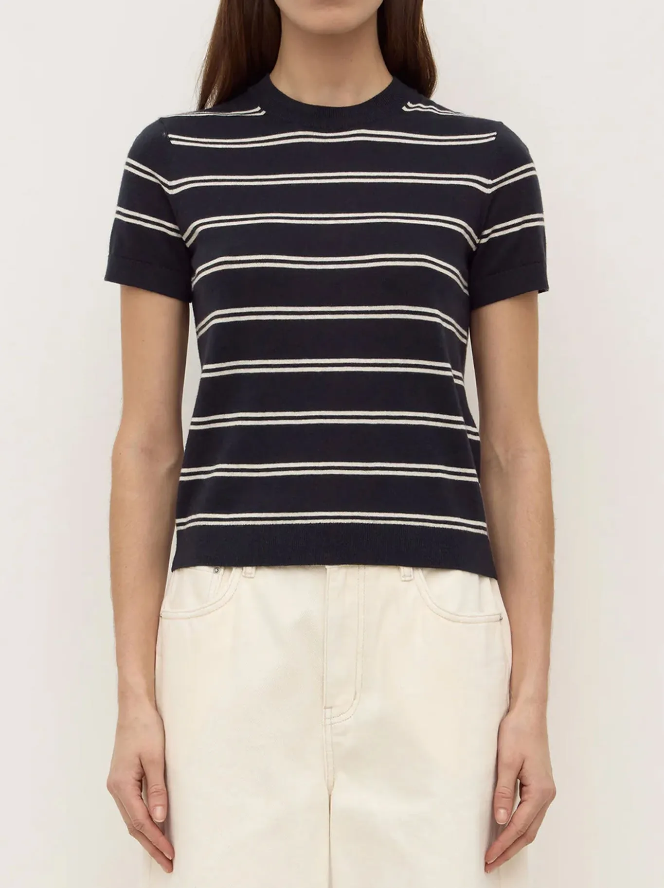 ASSEMBLY LABEL ALLISON STRIPE COTTON CASHMERE TEE sold by Yeltuor