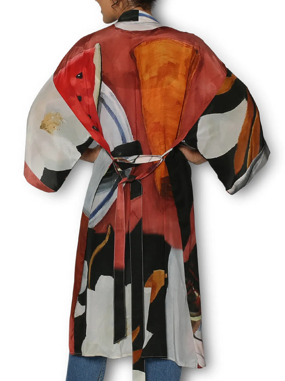 THE ARTISTS LABEL MAGNOLIAS ON CHARLKBOARD LONG SILK KIMONO sold by Yeltuor product image thumbnail 3