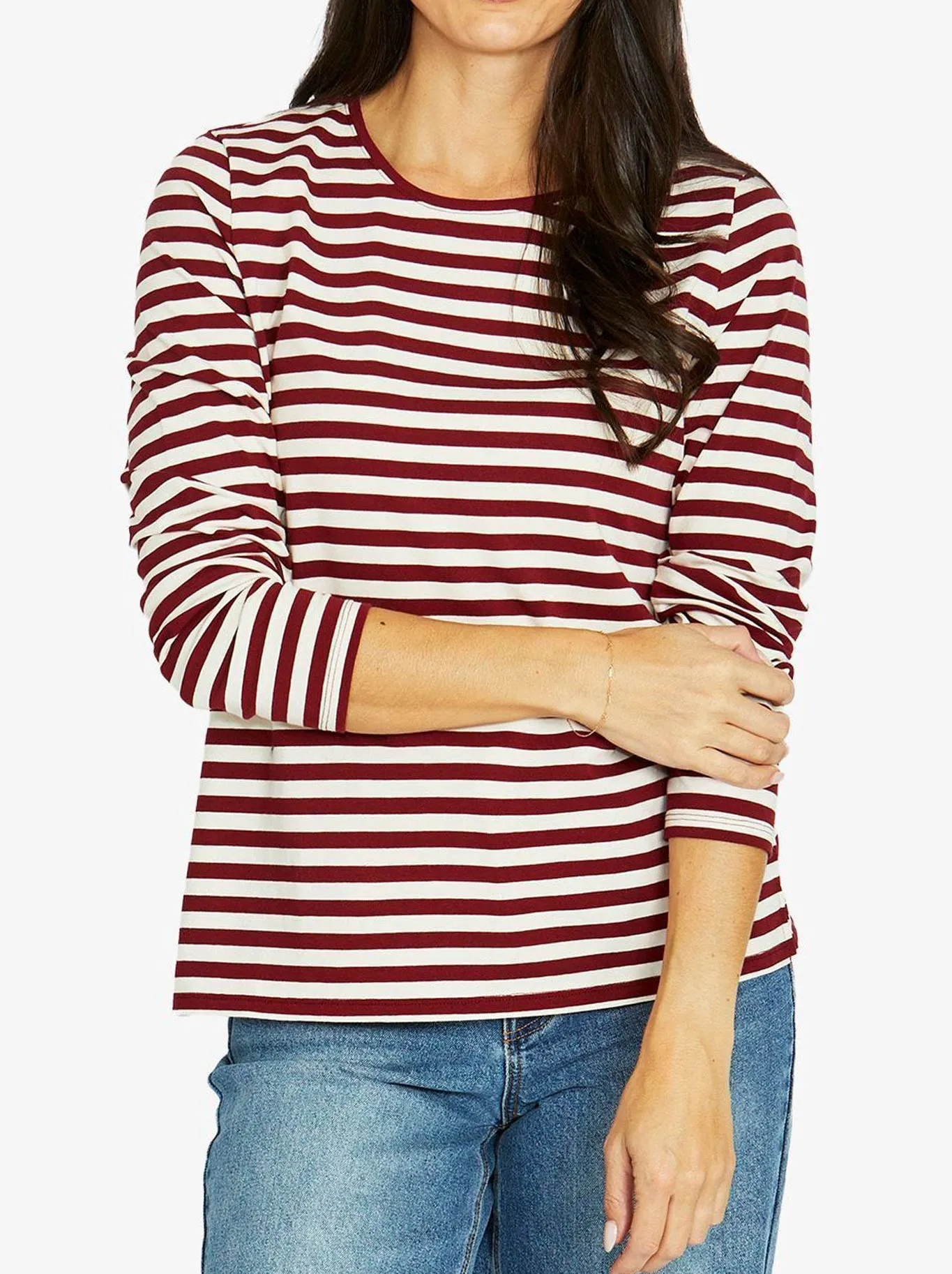 JUMP STRIPE CREW LONG SLEEVE TEE sold by Yeltuor product image thumbnail 5