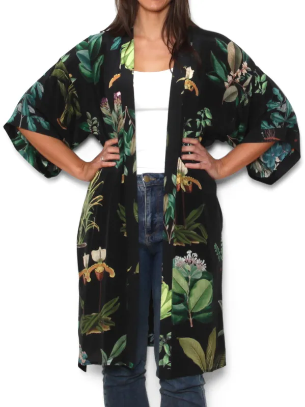 THE ARTIST LABEL ANCIENT BOTANY SILK LONG KIMONO made by Yeltuor