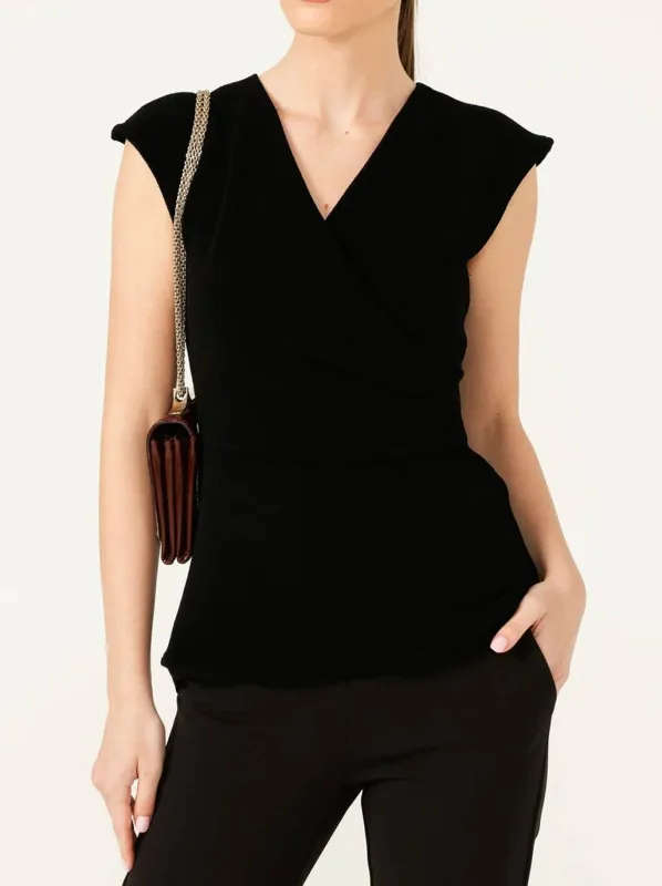 SACHA DRAKE FAUX WRAP PEPLUM TOP made by Yeltuor