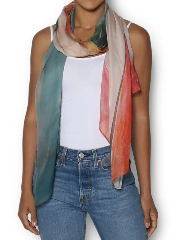 THE ARTISTS LABEL FEEDING THE BIRDS SCARF sold by Yeltuor