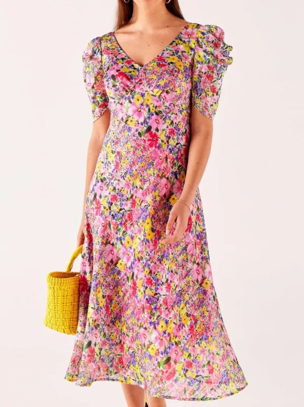 SACHA DRAKE NEW BLOOMS MIDI DRESS sold by Yeltuor