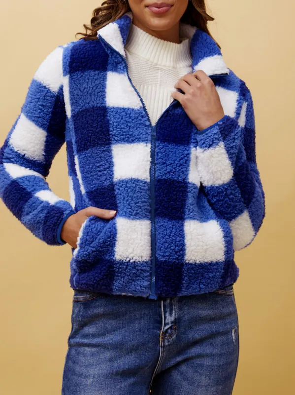 CAROLINE K MORGAN CHECK TEDDY JACKET sold by Yeltuor