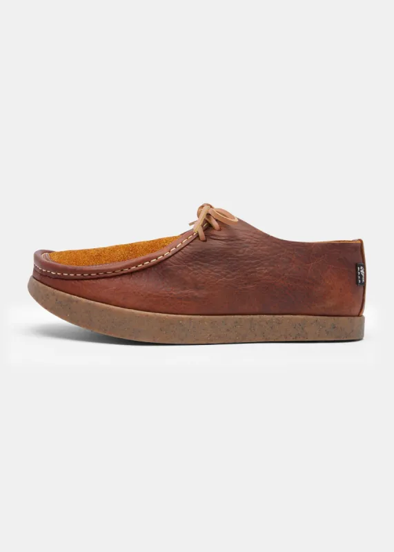 Willard Tumbled Reverse Vamp Shoe on Negative Heel - Chestnut Brown sold by Yogi Footwear
