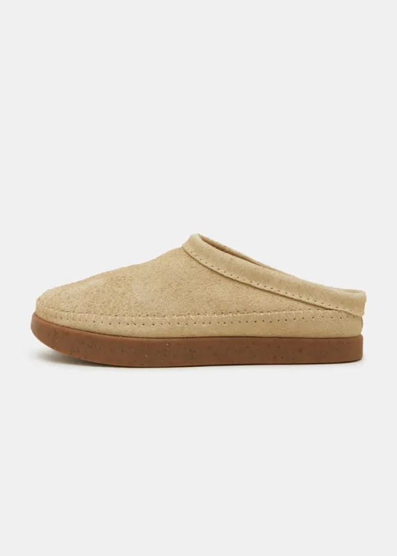 Floyd II Suede Mule On Negative Heel - Hairy Sand sold by Yogi Footwear