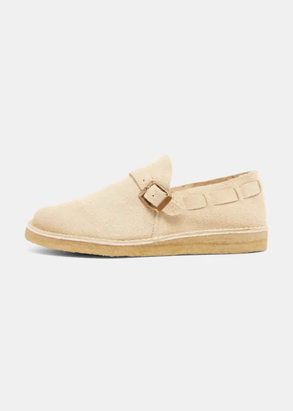 Corso Suede Buckle Monk Shoe On Crepe - Hairy Sand sold by Yogi Footwear