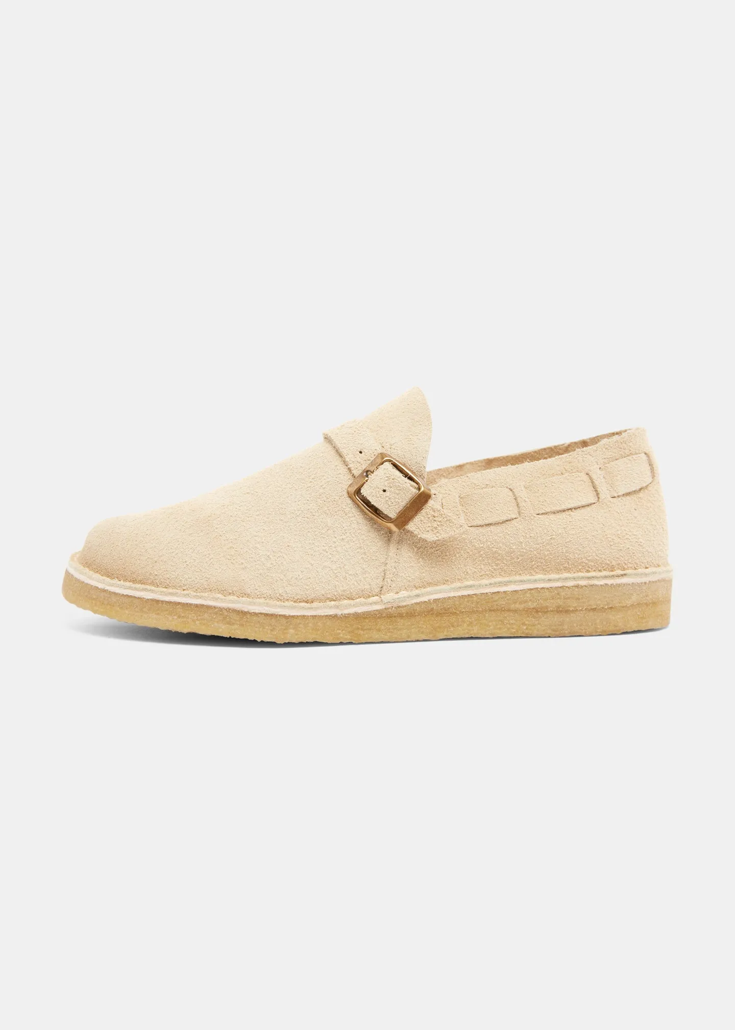 Corso Suede Buckle Monk Shoe On Crepe - Hairy Sand sold by Yogi Footwear