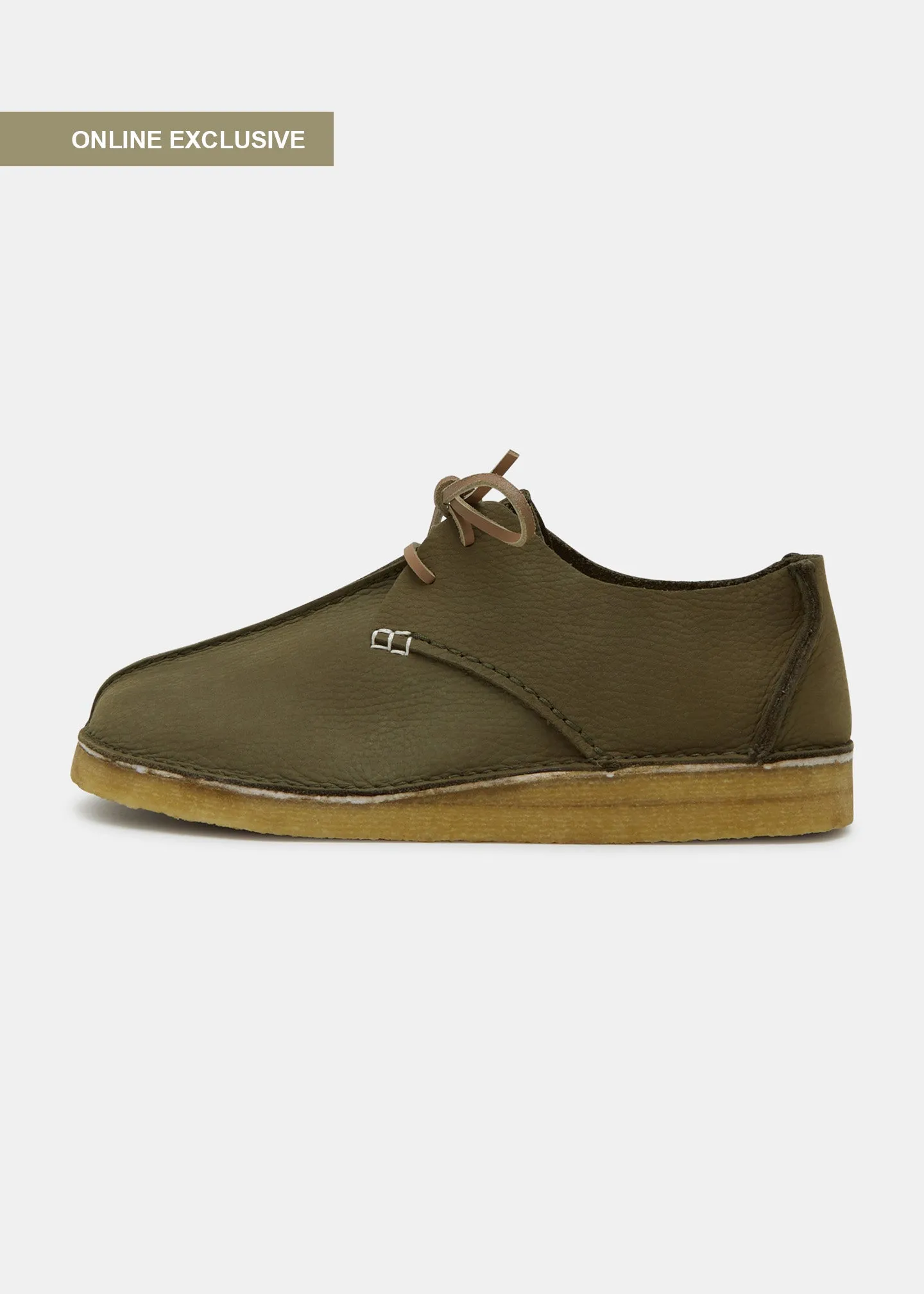 Caden Centre Seam Nubuck Shoe on Crepe - Olive sold by Yogi Footwear