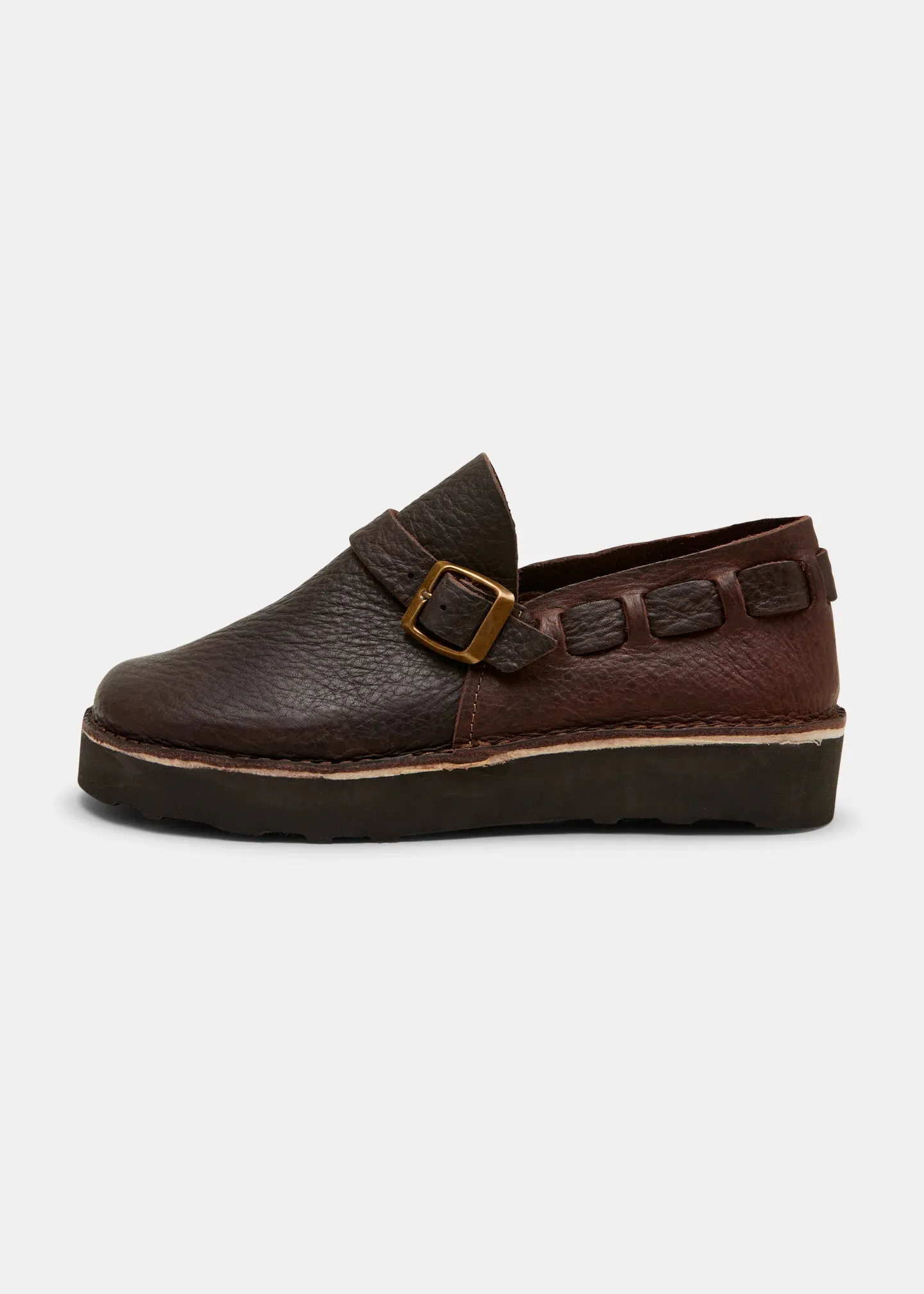 Corso II Women's Ostrich Leather Buckle Monk Shoe On EVA - Dark Brown sold by Yogi Footwear