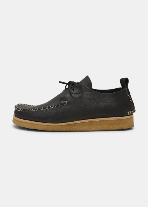 Lawson Leather Moccasin Shoe on Crepe Outsole - Black sold by Yogi Footwear