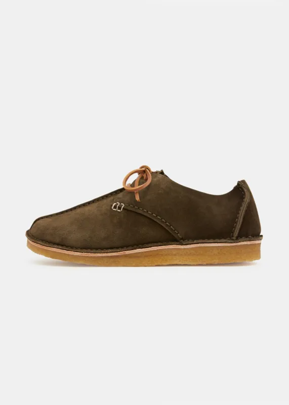 Caden Centre Seam Suede Shoe on Crepe - Olive sold by Yogi Footwear