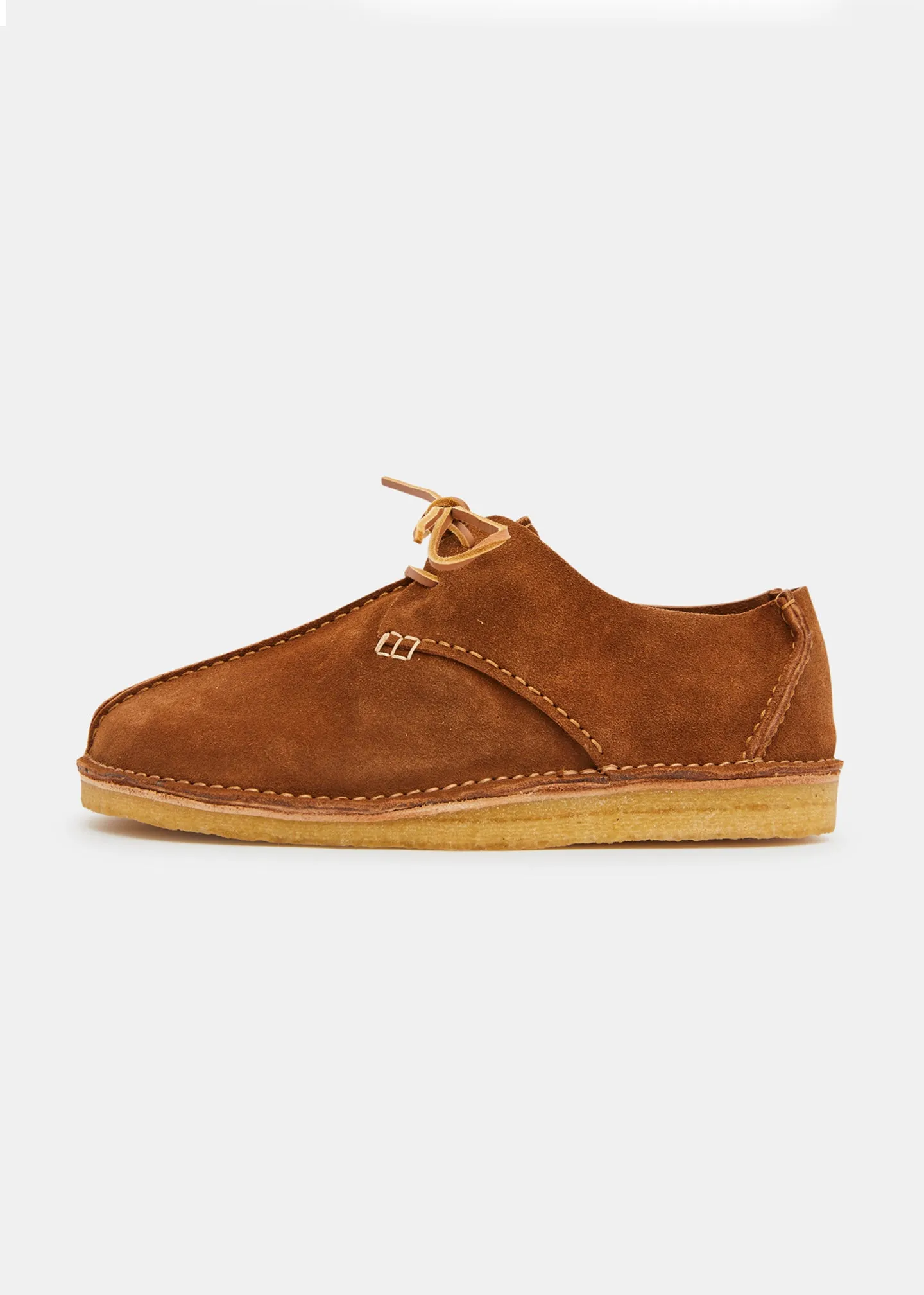 Caden Centre Seam Suede Shoe on Crepe - Cola Brown sold by Yogi Footwear