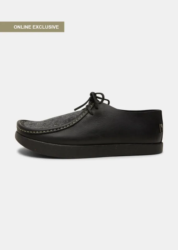 Willard Wool Vamp Shoe On Negative Heel - Black sold by Yogi Footwear