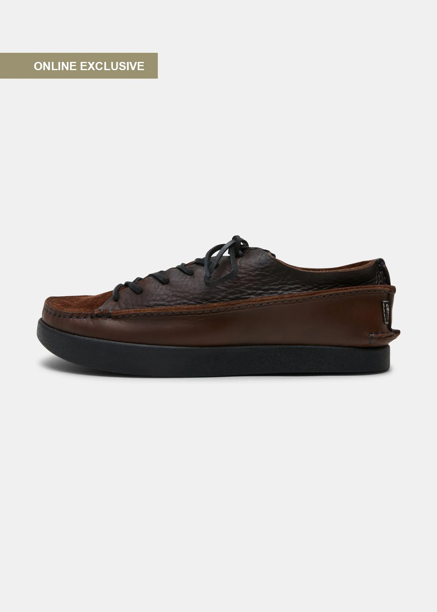Finn Reverse Tumbled Leather Shoe On Negative Heel - Dark Brown sold by Yogi Footwear