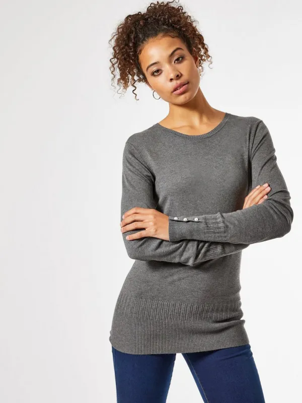 Ex Dorothy Perkins Pearl Cuff Crew Neck Jumper sold by Your Style Outlet