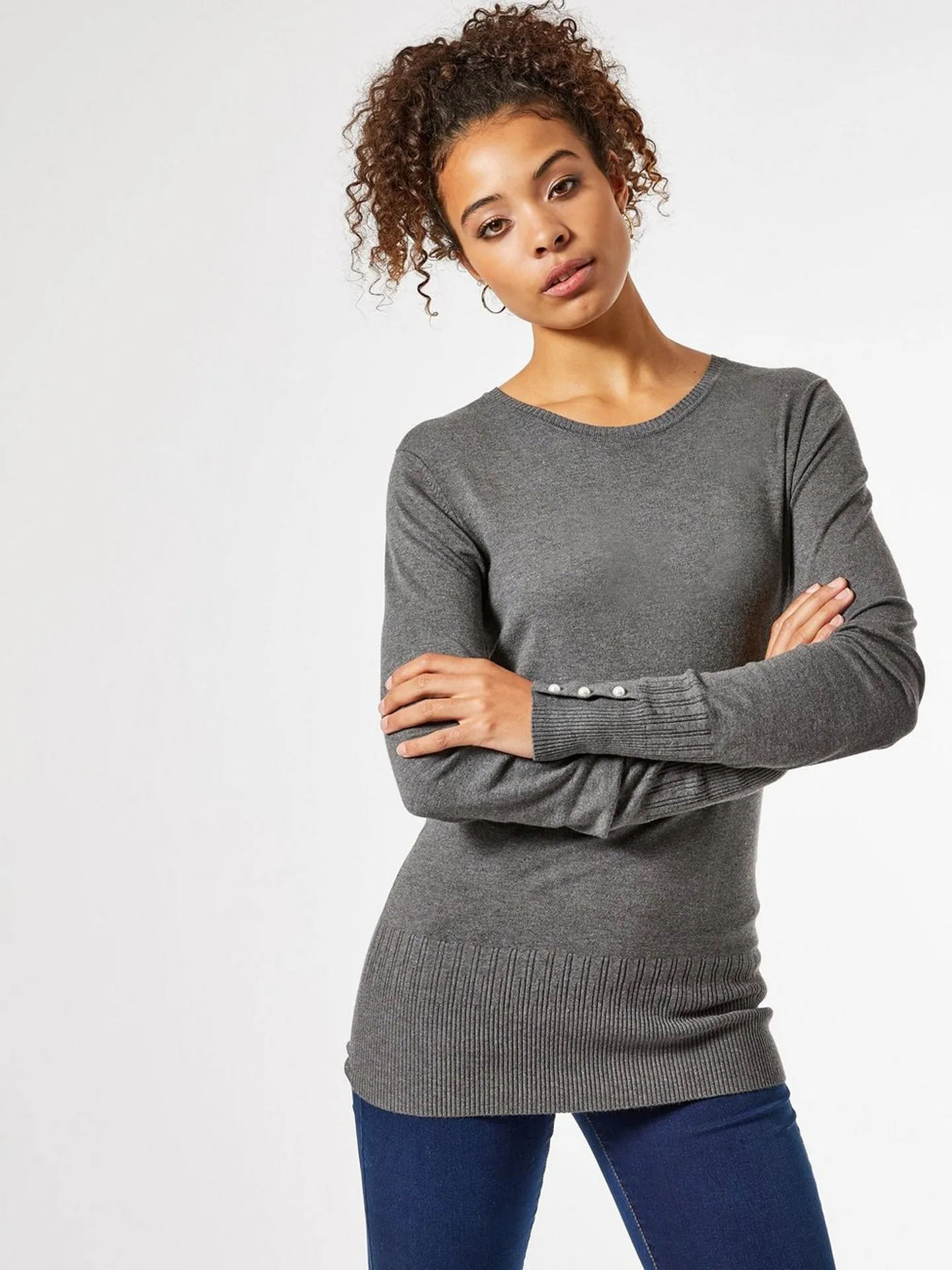 Ex Dorothy Perkins Pearl Cuff Crew Neck Jumper sold by Your Style Outlet