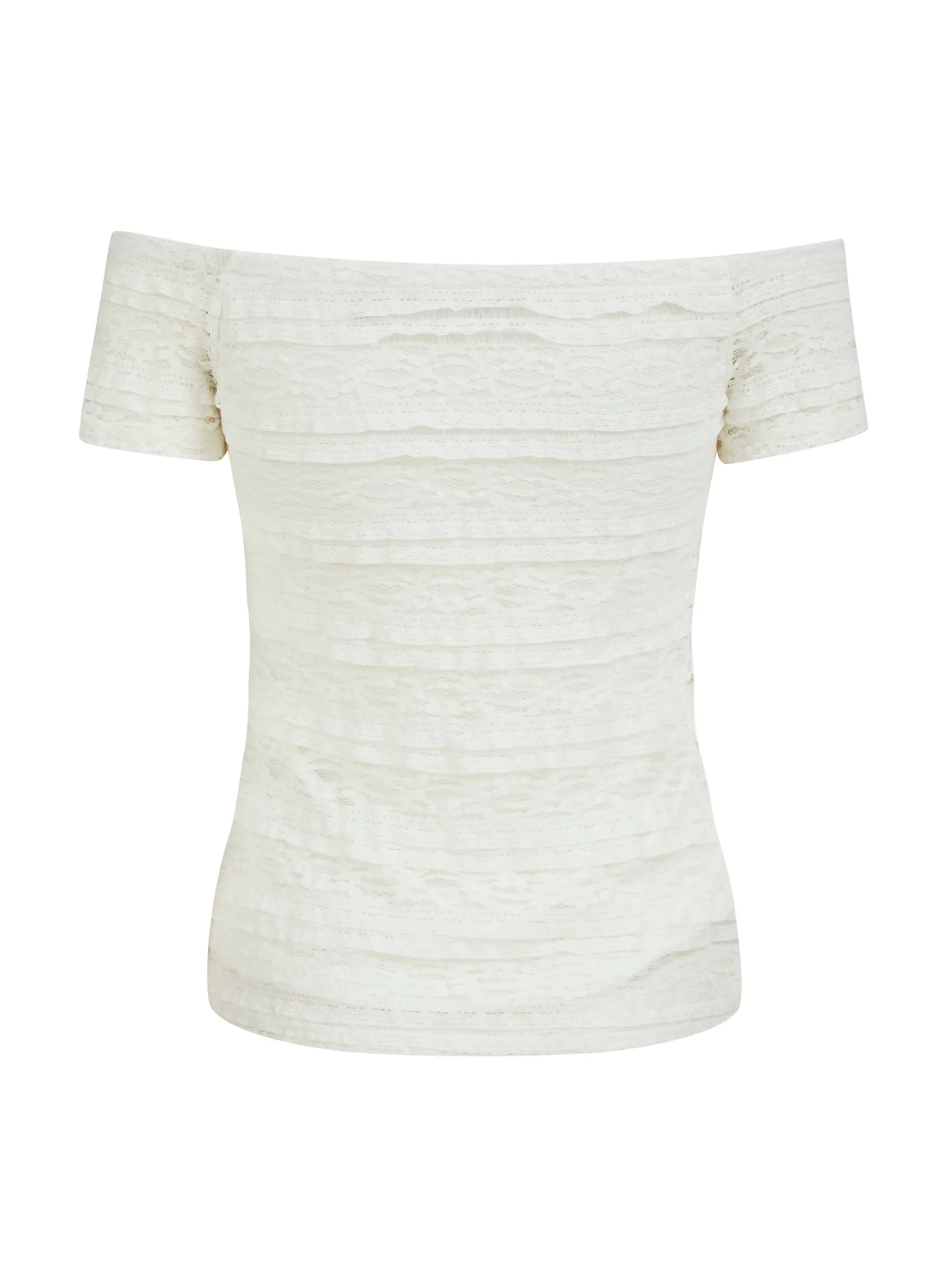 Ex Dorothy Perkins Lace Bardot Top In White / Navy sold by Your Style Outlet product image thumbnail 4