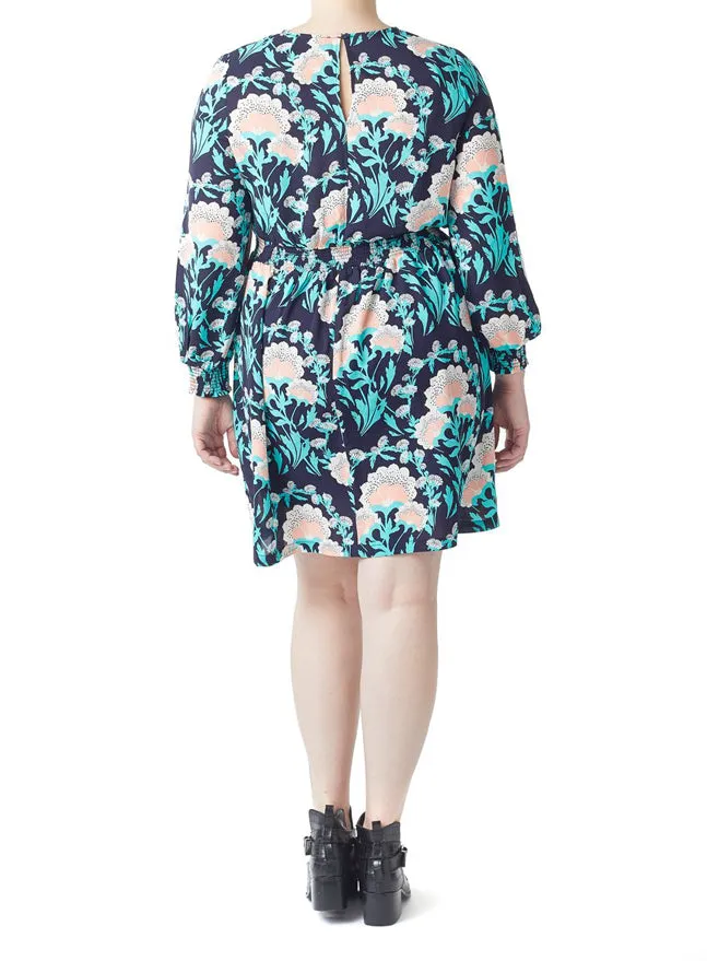 Ex Second Script Curve Floral Zia Smocked Dress sold by Your Style Outlet product image thumbnail 3