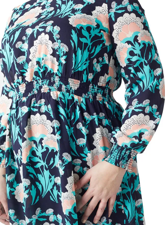 Ex Second Script Curve Floral Zia Smocked Dress sold by Your Style Outlet product image thumbnail 4