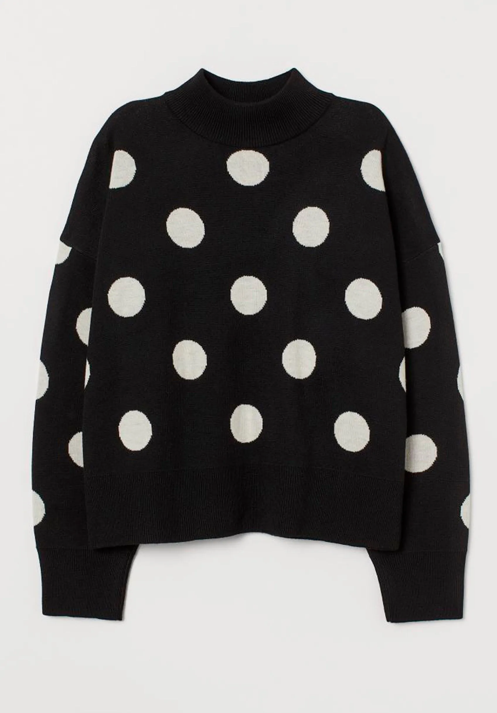 Ex H&M Ladies Black White Spot Turtleneck Jumper sold by Your Style Outlet