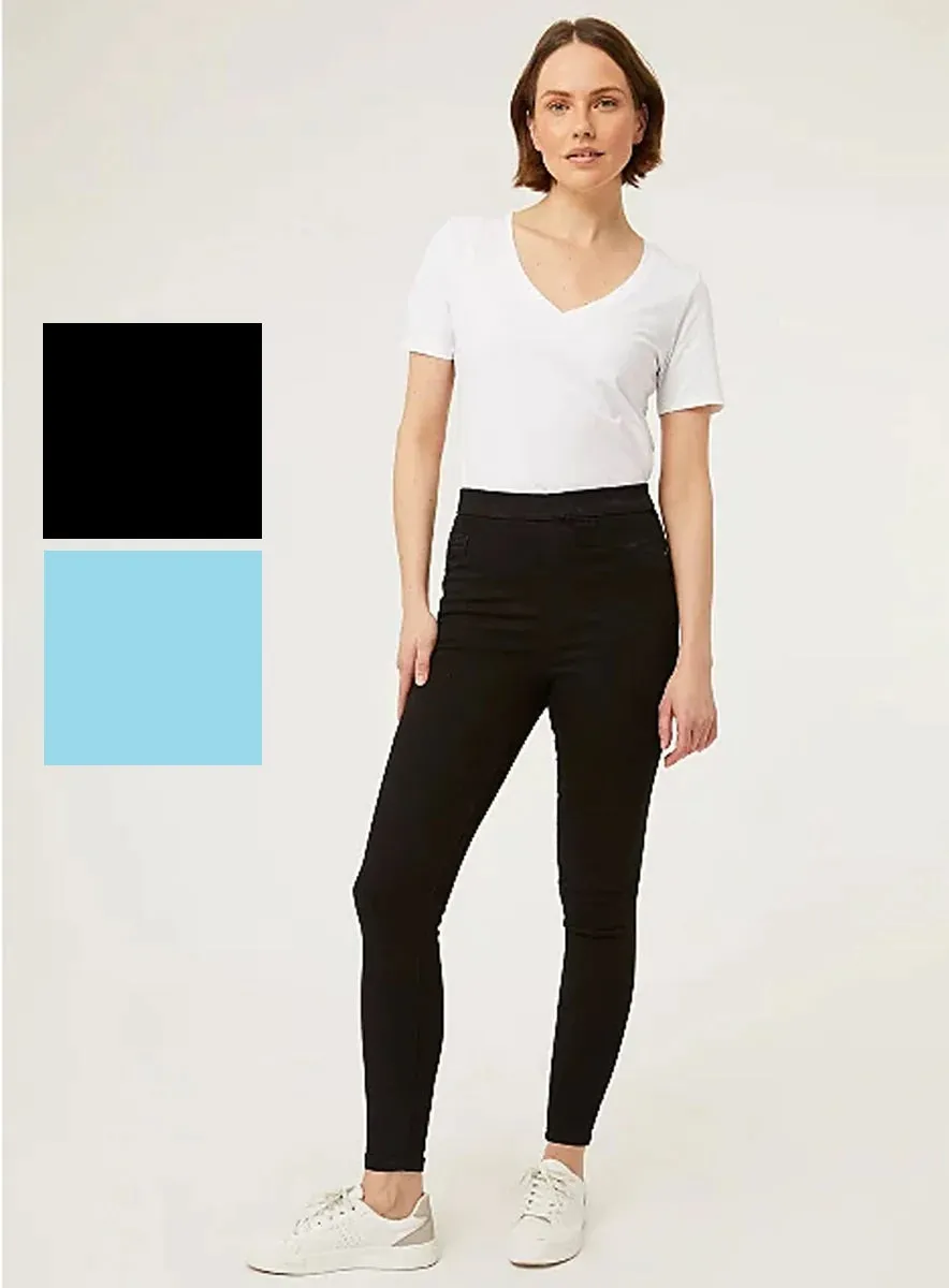 Ladies Erin Full Leg Jeggings In Black & Blue sold by Your Style Outlet