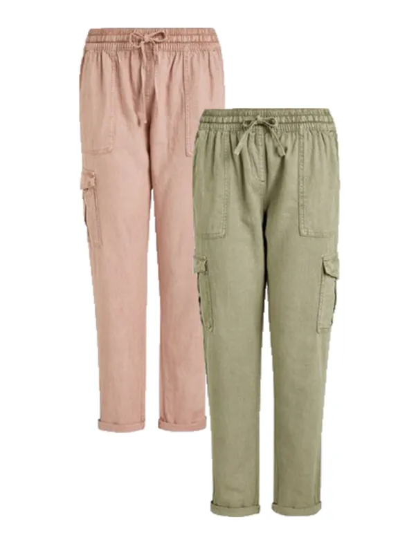 Ex Highstreet Linen Cargo Trousers Jogger 4 Colours sold by Your Style Outlet