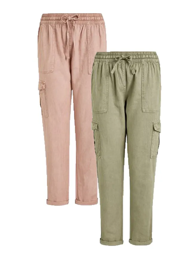 Ex Highstreet Linen Cargo Trousers Jogger 4 Colours sold by Your Style Outlet