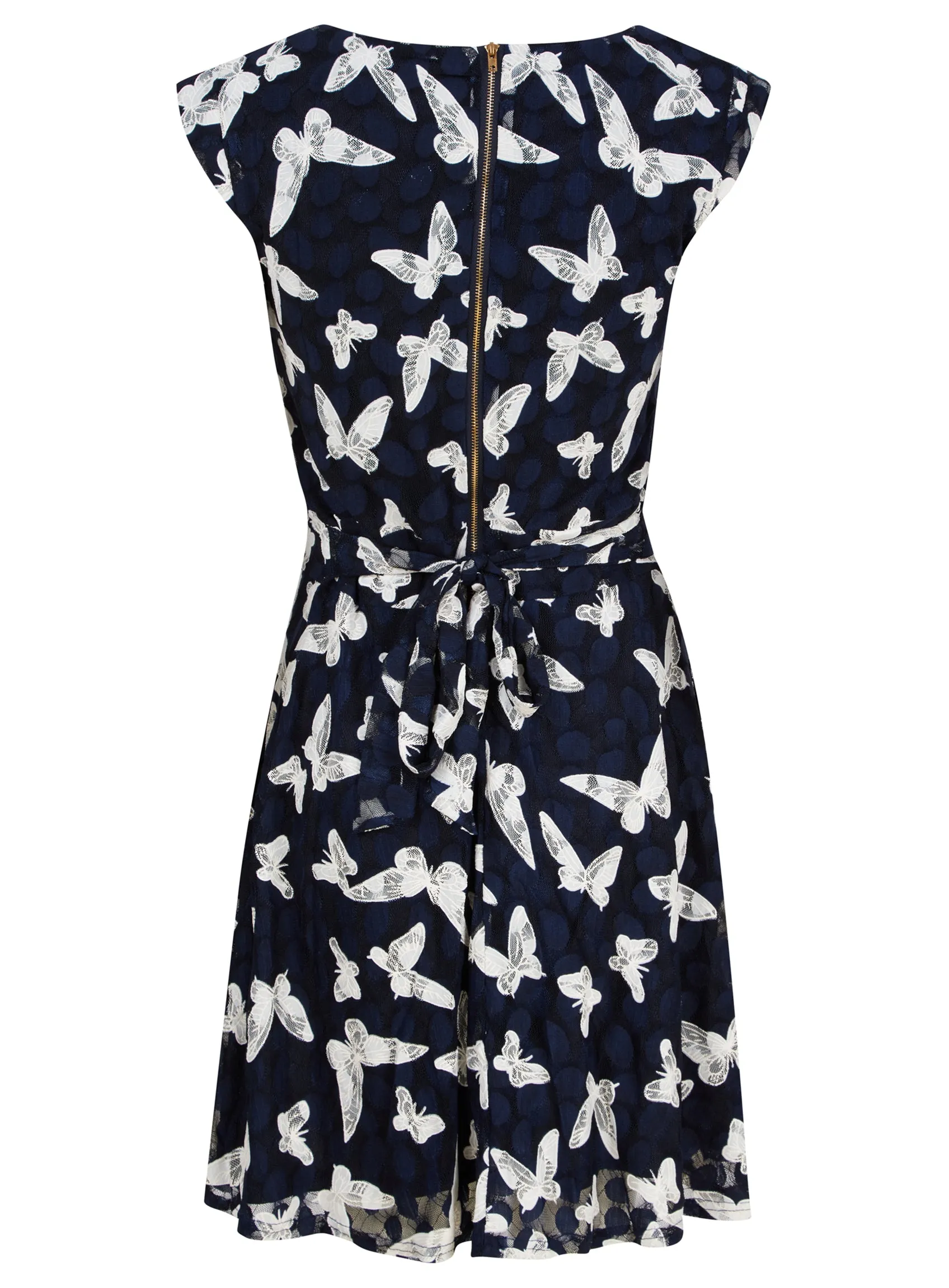 Angel Eye Navy Butterfly Print Fully Lined Party Occasion Dress sold by Your Style Outlet product image thumbnail 3