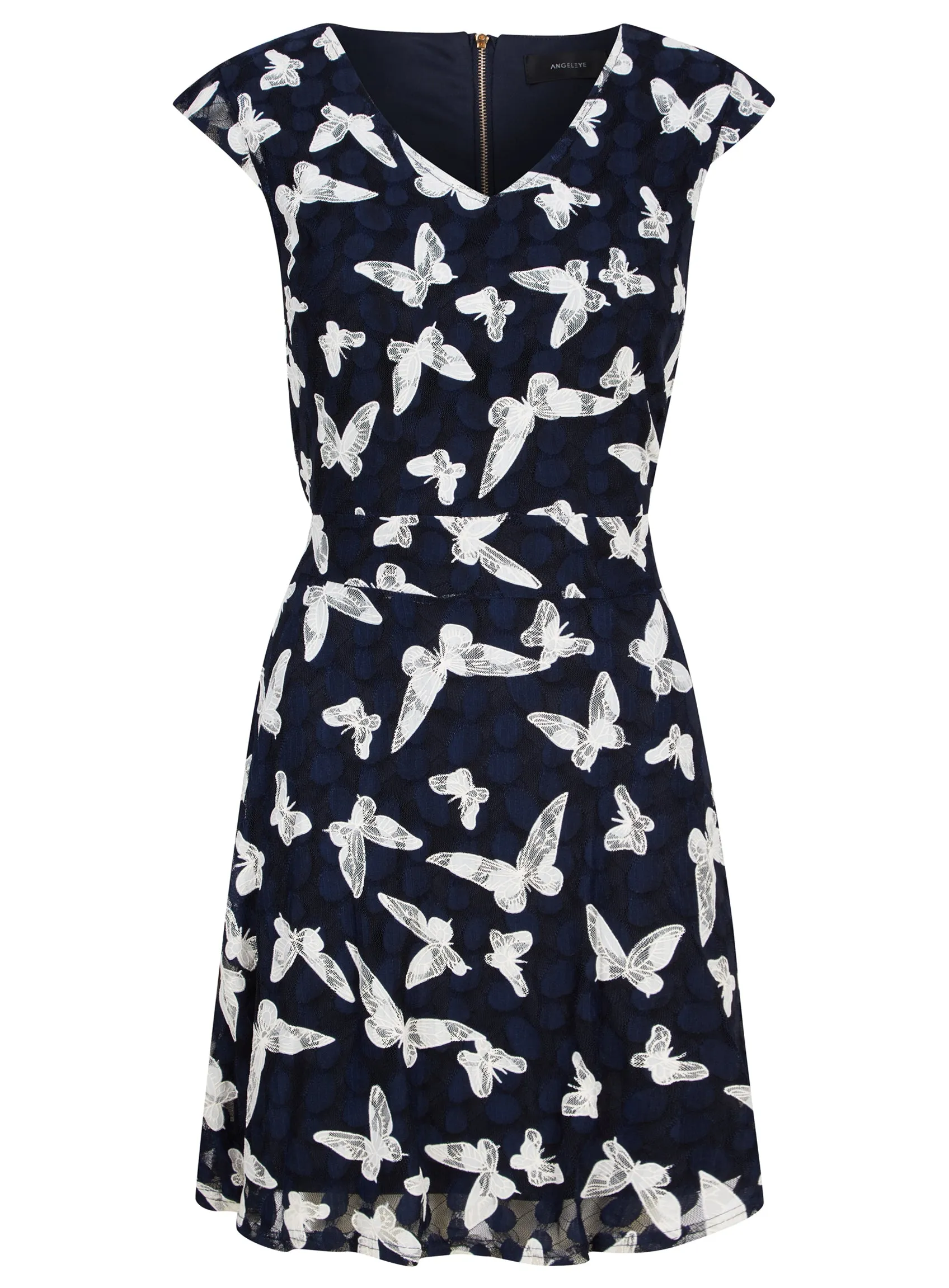 Angel Eye Navy Butterfly Print Fully Lined Party Occasion Dress sold by Your Style Outlet
