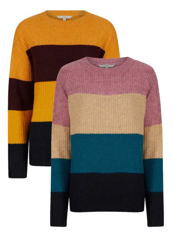 Ladies Clockhouse Striped Block Cozy Ribbed Jumper sold by Your Style Outlet