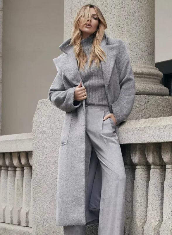 F&F Grey Faux Fur Longline Trench Coat Abbey Clancy RRP £49.50 sold by Your Style Outlet
