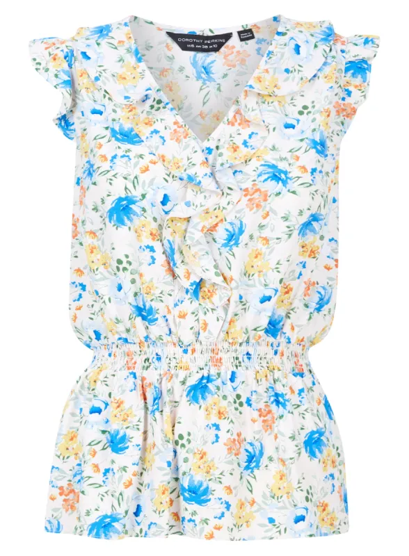 Ex Dorothy Perkins Sleeveless White Floral Print Blouse Top sold by Your Style Outlet