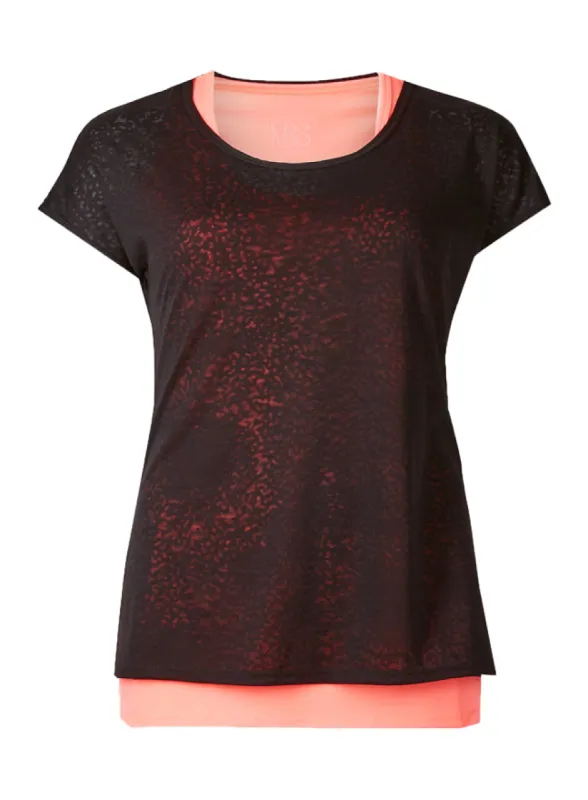 Ex Famous Store Burnout Double Layer Sports Top sold by Your Style Outlet
