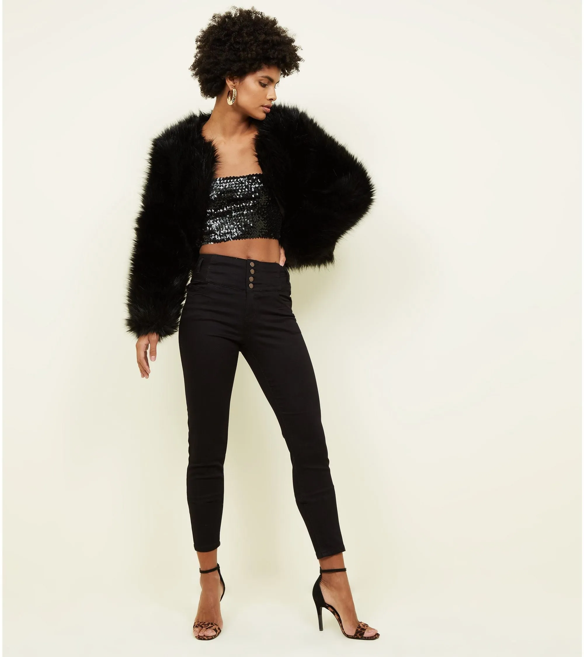 Ex Chainstore Yazmin Black 4 Button High waist skinny Jeans sold by Your Style Outlet product image thumbnail 4