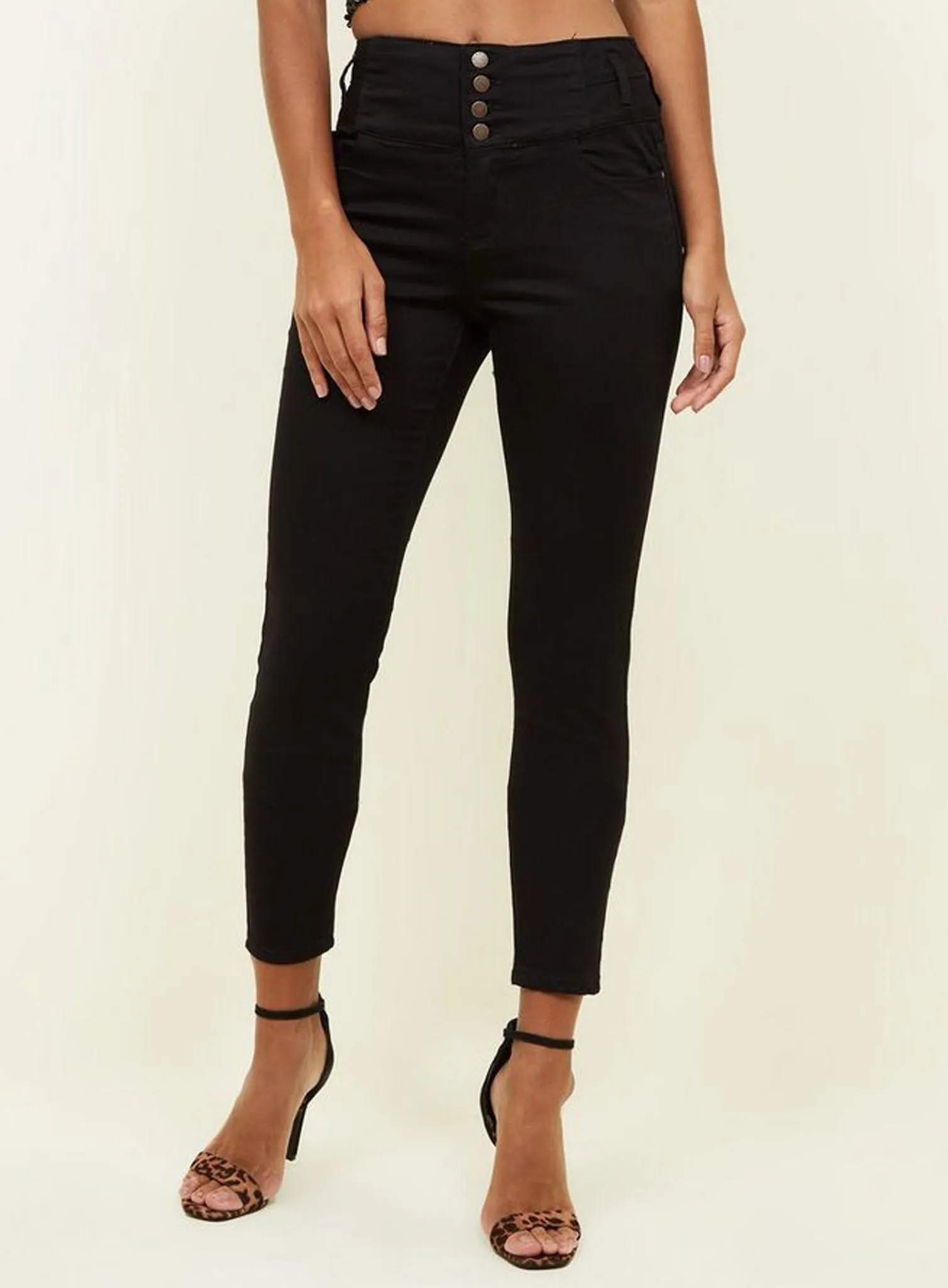 Ex Chainstore Yazmin Black 4 Button High waist skinny Jeans sold by Your Style Outlet