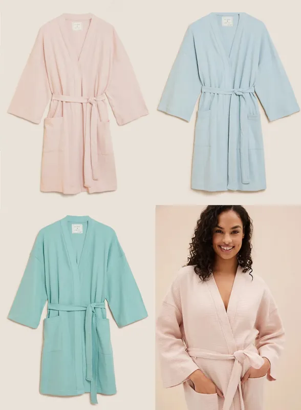 Ex Famous Store Ladies Pure Cotton Waffle Dressing Gown sold by Your Style Outlet