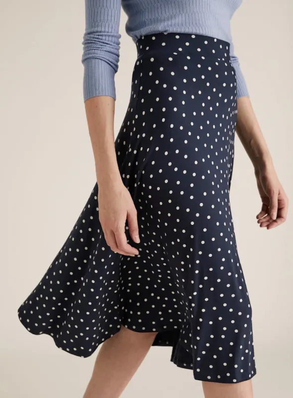 Ex Famous Store Collection Jersey Polka Dot Midi Skater Skirt Sizes 8-24 sold by Your Style Outlet