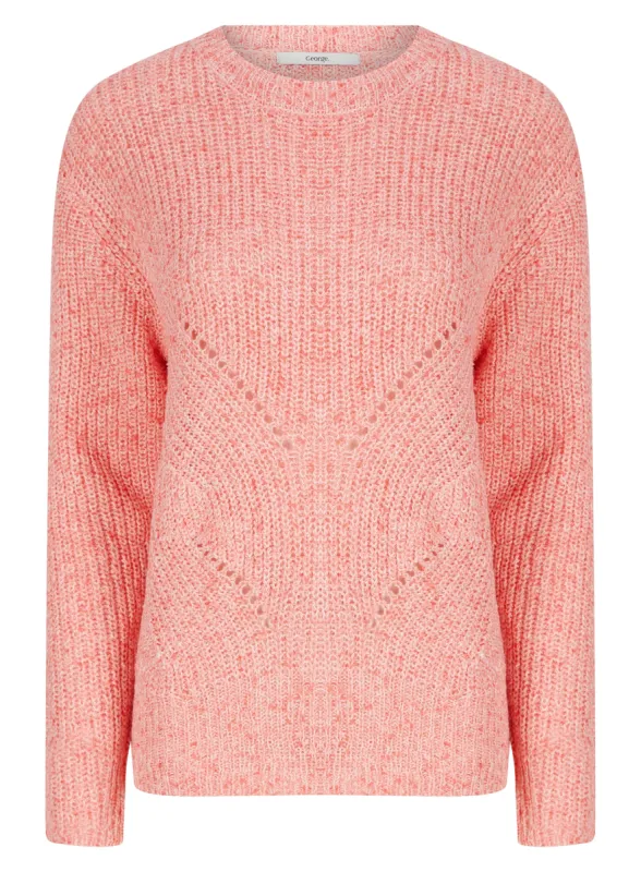 Ladies Pink Long Sleeve Cable Knitwear Cozy Jumper sold by Your Style Outlet